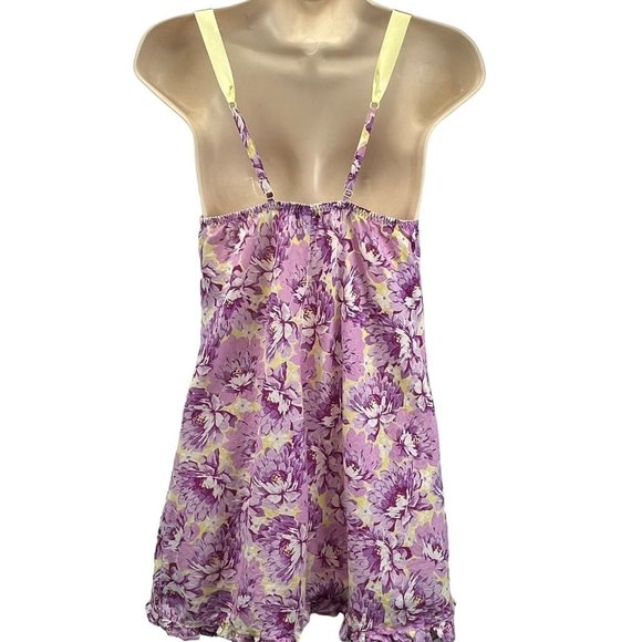 Betsey Johnson Intimates Babydoll Top Cami Slip Nightie Medium Flower Floral Lac - Picture 3 of 11